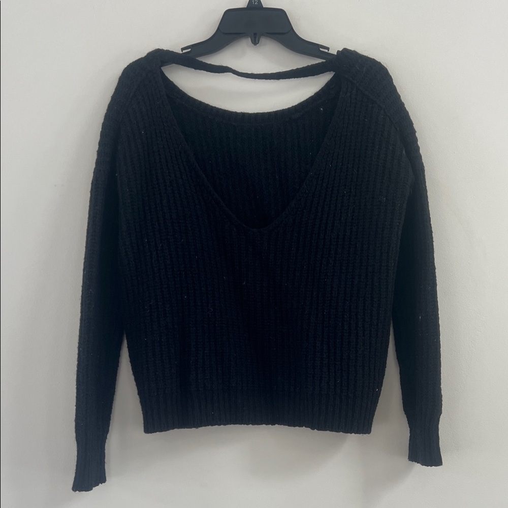 Express Women's Black Ribbed Sweater - Picture 3 of 7